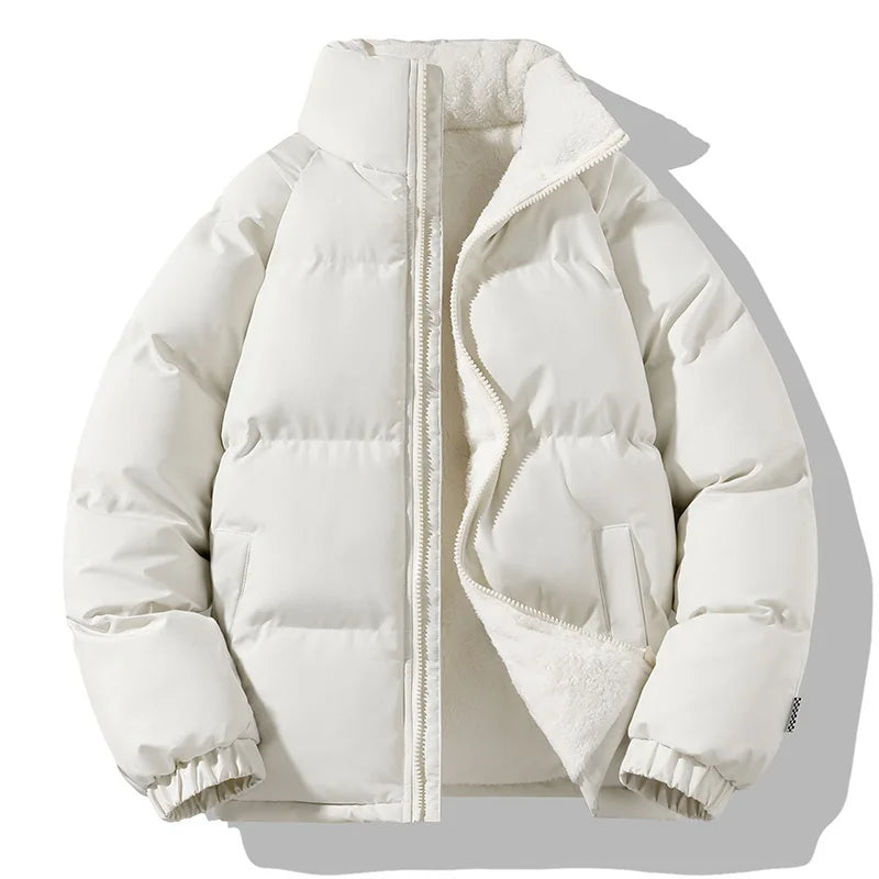 Fleece-lined puffer jacket with high collar for winter | Eryndor