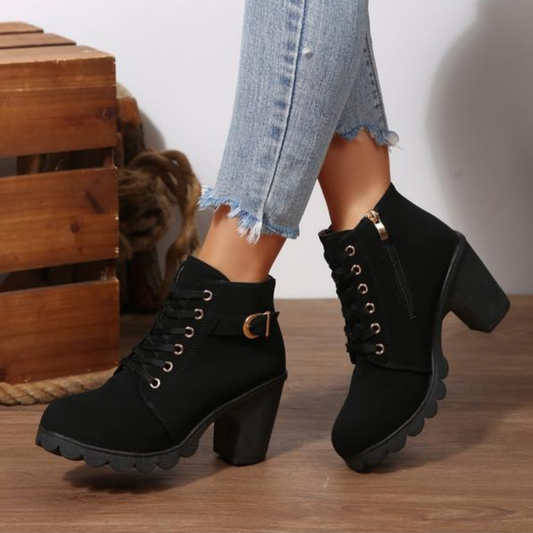 Chic lace-up chunky ankle boots for women | Katni