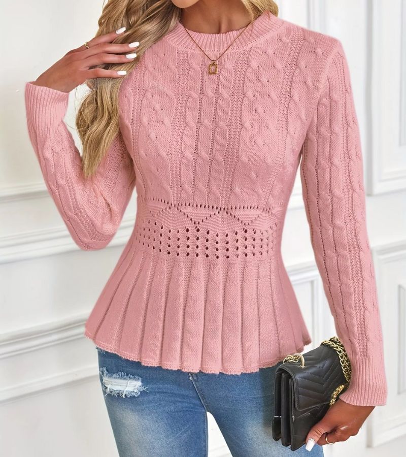 Thick knit peplum hem sweater for women | Ornella