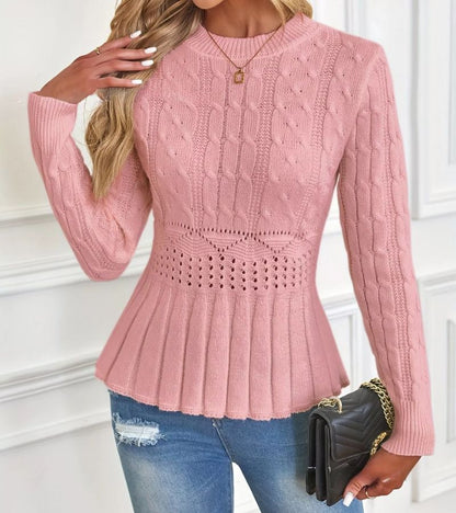 Thick knit peplum hem sweater for women | Ornella