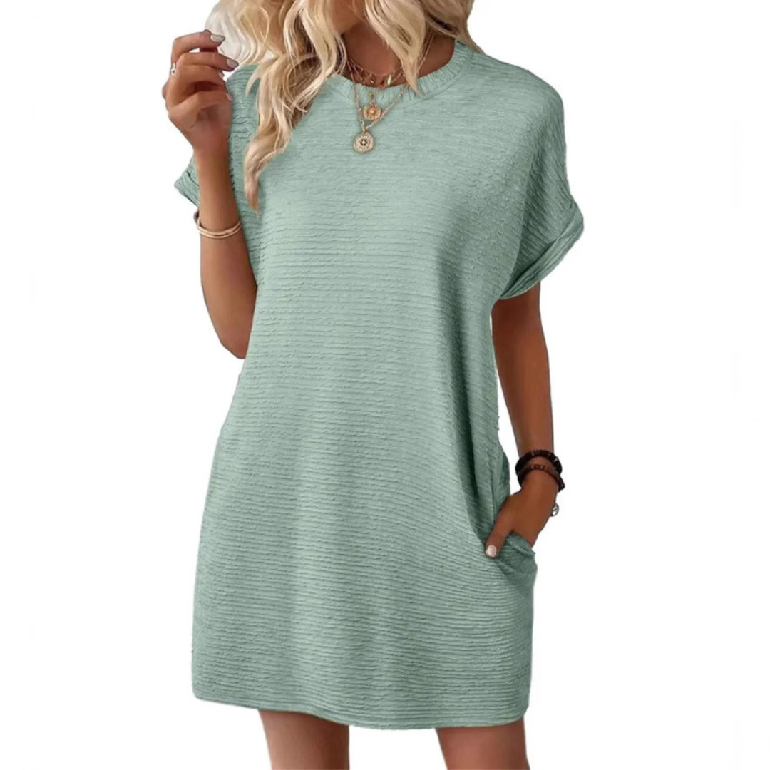 Casual minimalist round-neck summer dress for women | Evasha