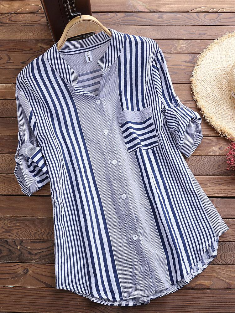 Casual striped button-down blouse for women | Genevieve