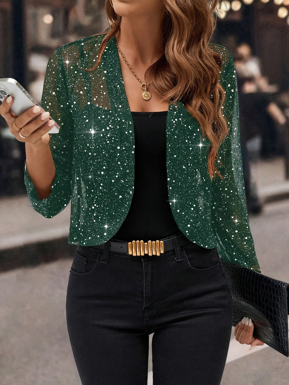 Saskia | Women's Shimmer Cropped Blazer Jacket