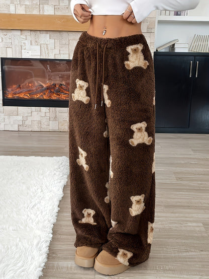 Jessamine | Women's Teddy Bear Wide Leg Drawstring Sweatpants