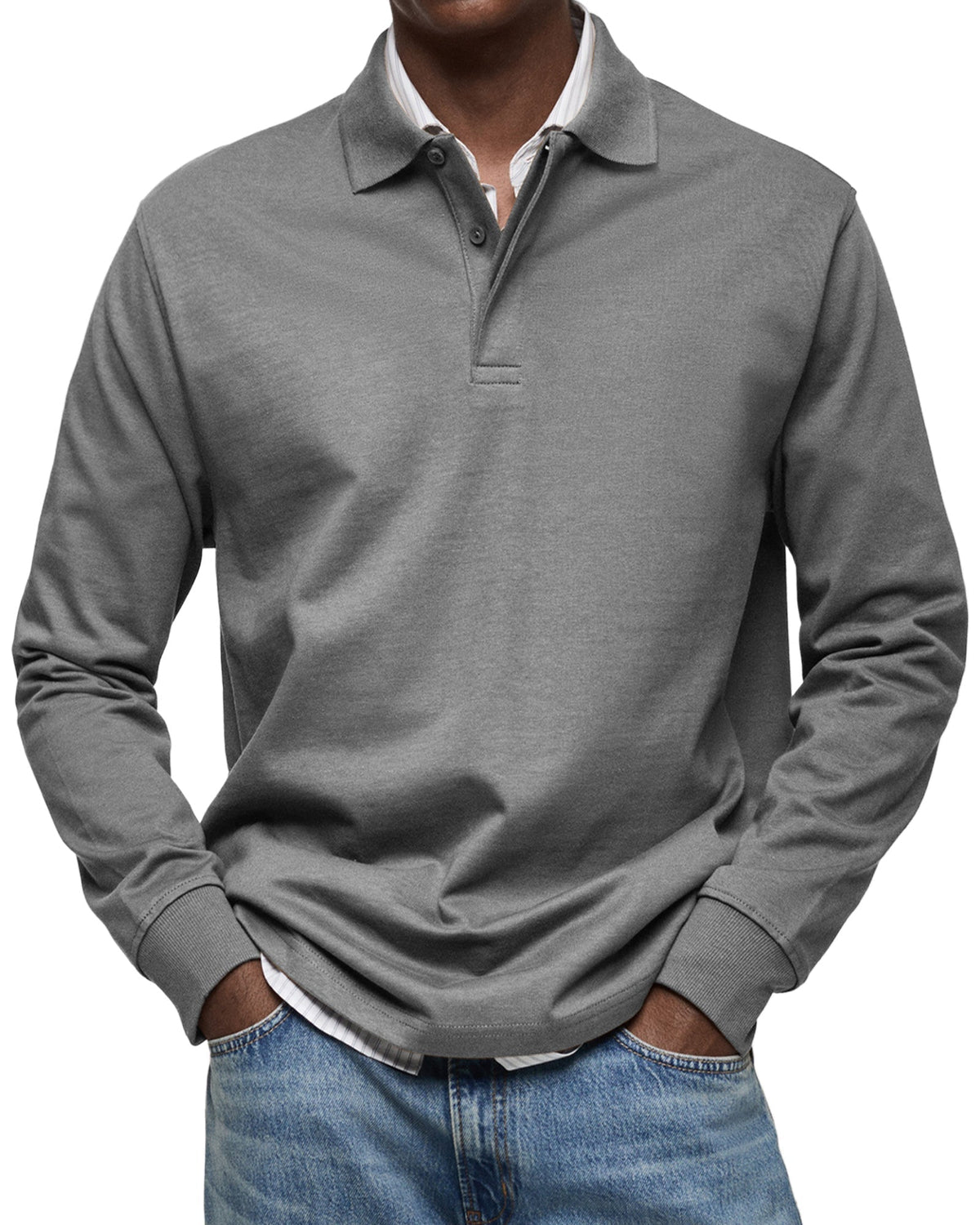 Classic long-sleeve relaxed polo shirt for men | Gary
