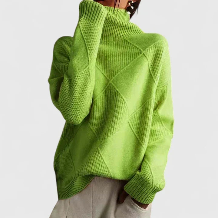 Rosalind | Women's Diamond Quilted Turtleneck Sweater