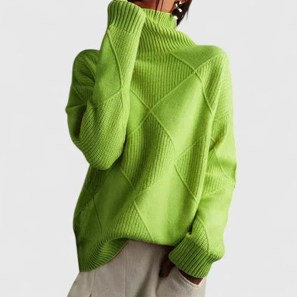 Rosalind | Women's Diamond Quilted Turtleneck Sweater