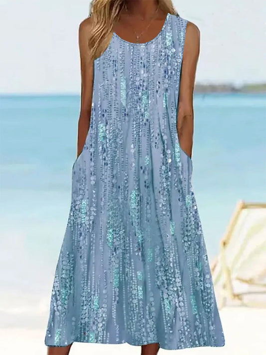 Blue floral print sleeveless maxi dress for women | Marina