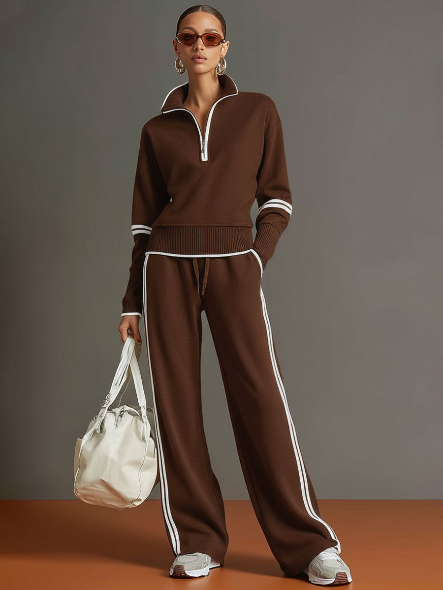 Sport-luxe half-zip co-ord set for women | Zerina