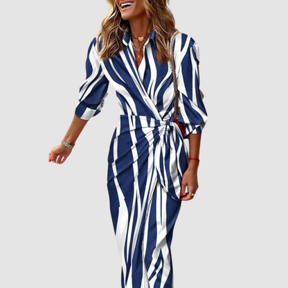 Striped vertical midi dress for women | Celeste