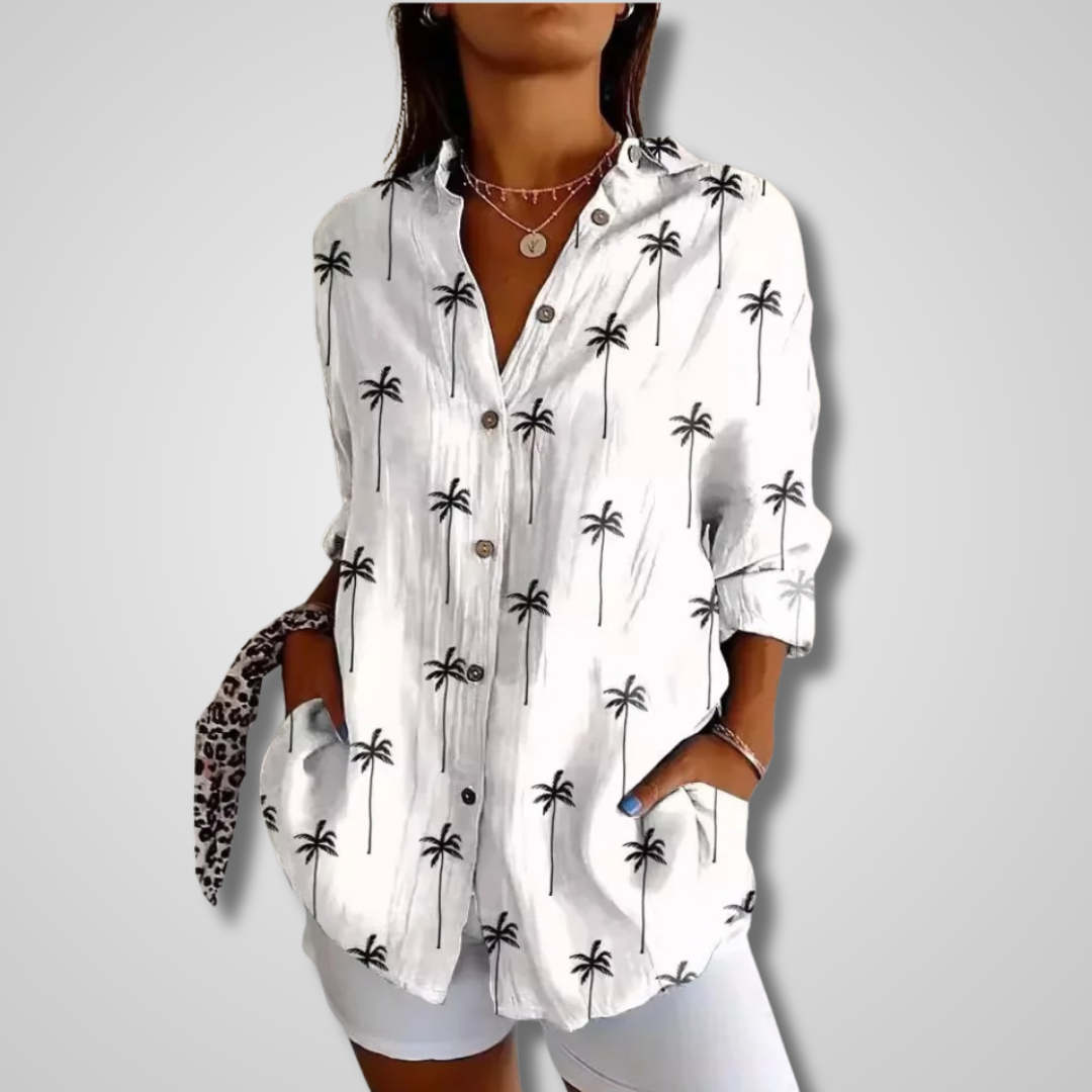 Ruby | Women's Relaxed Printed Button Front Shirt