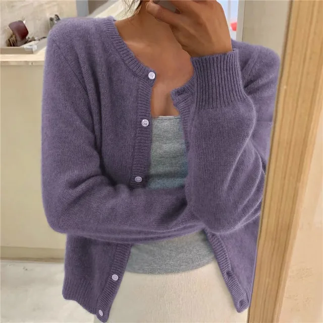 Marielle | Women's Cropped Fine Knit Cardigan with Buttons