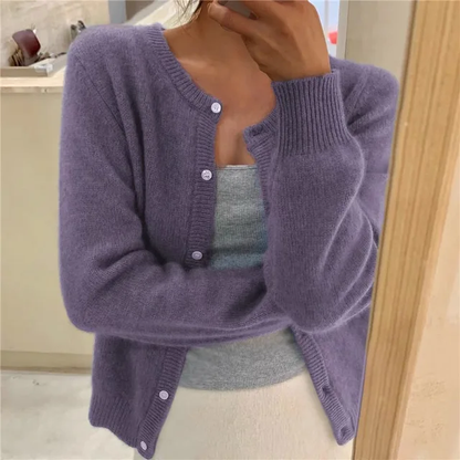 Marielle | Women's Cropped Fine Knit Cardigan with Buttons