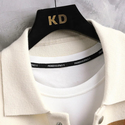 Striped varsity knit jacket with button-up front | Arden