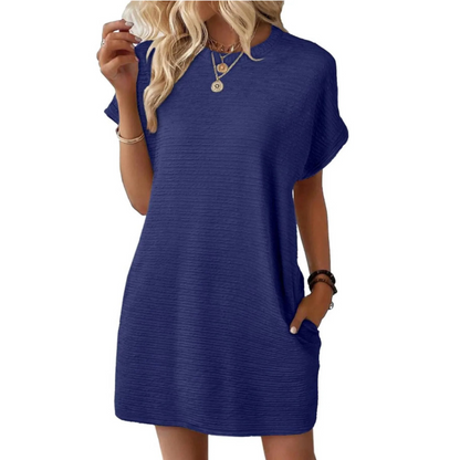 Casual minimalist round-neck summer dress for women | Evasha
