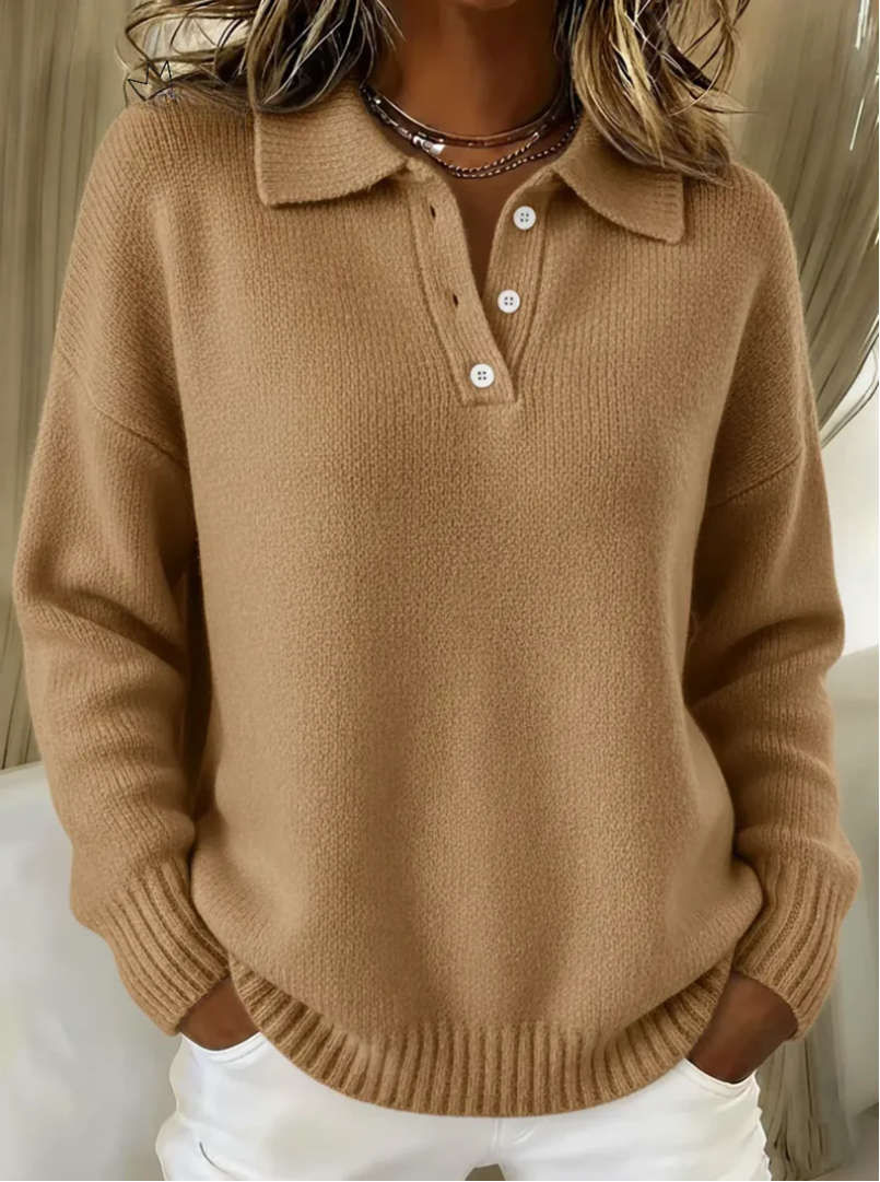 Classic knit polo everyday jumper for women | Olivia