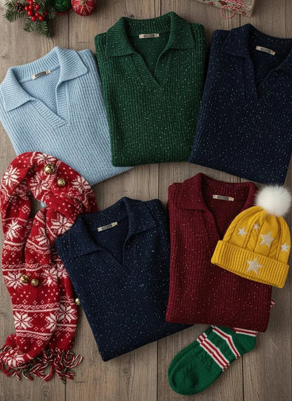 Classic polo-neck everyday knit sweater for women | Léonie