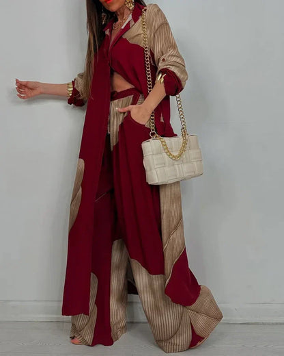 Art print cropped top wide leg pant set for women | Marisela