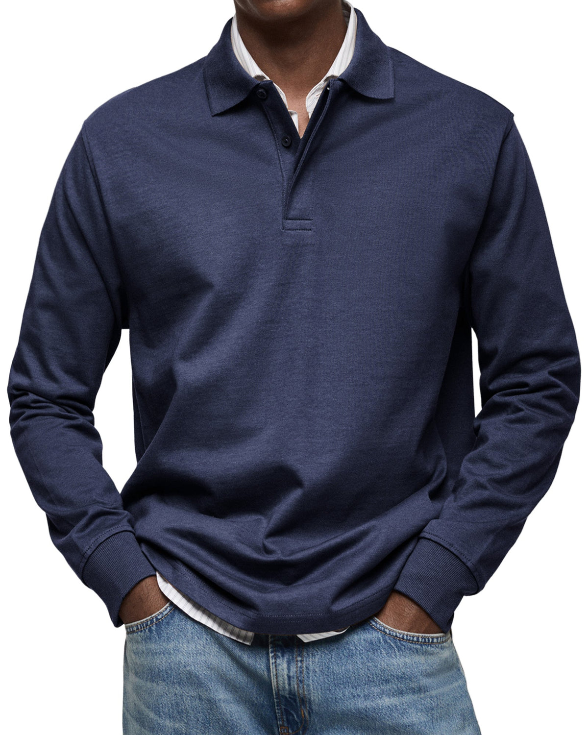 Classic long-sleeve relaxed polo shirt for men | Gary
