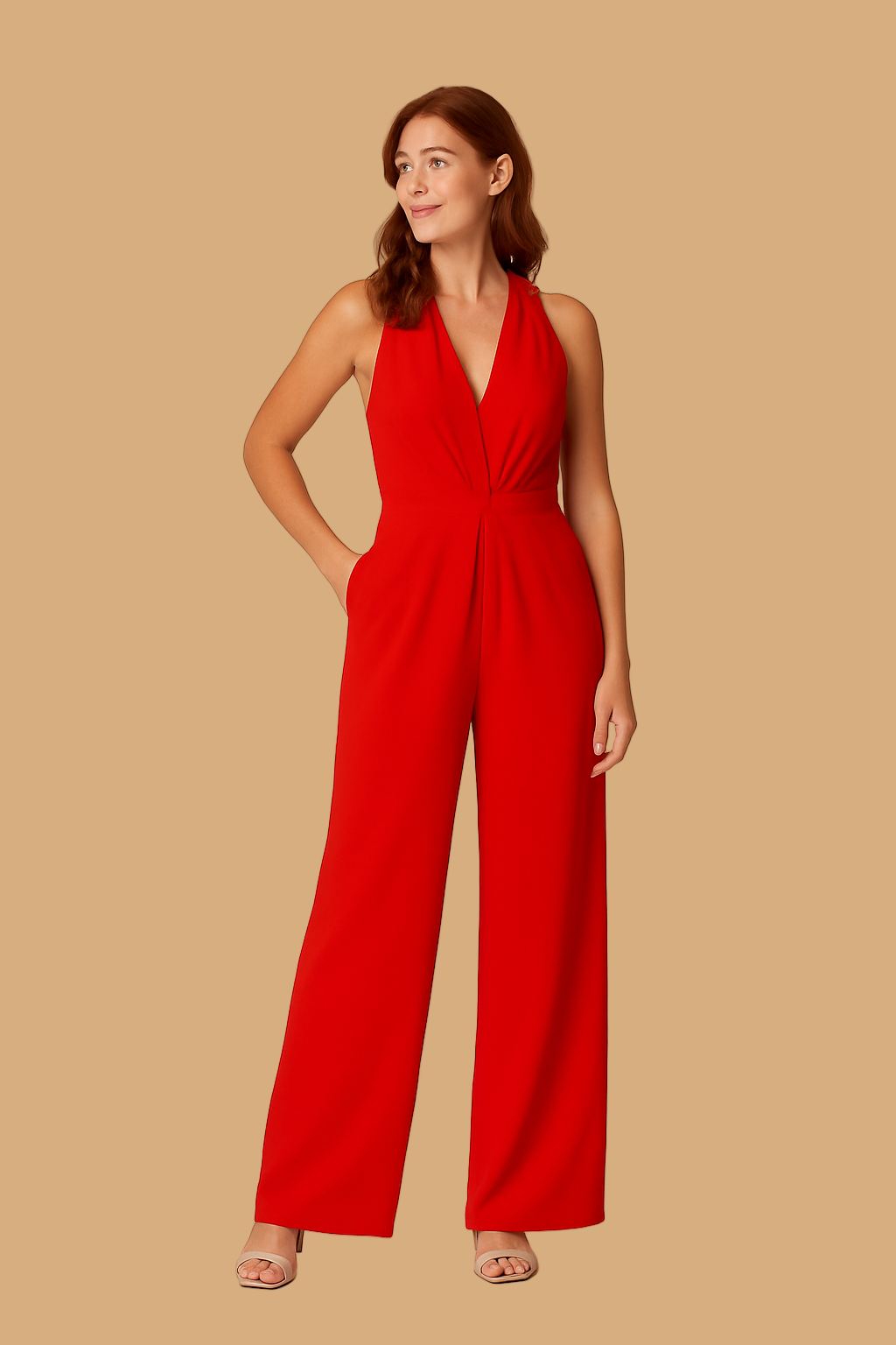 Women’s Serena Sleeveless Jumpsuit | Deep V-Neck | Wide-Leg Elegant Fit