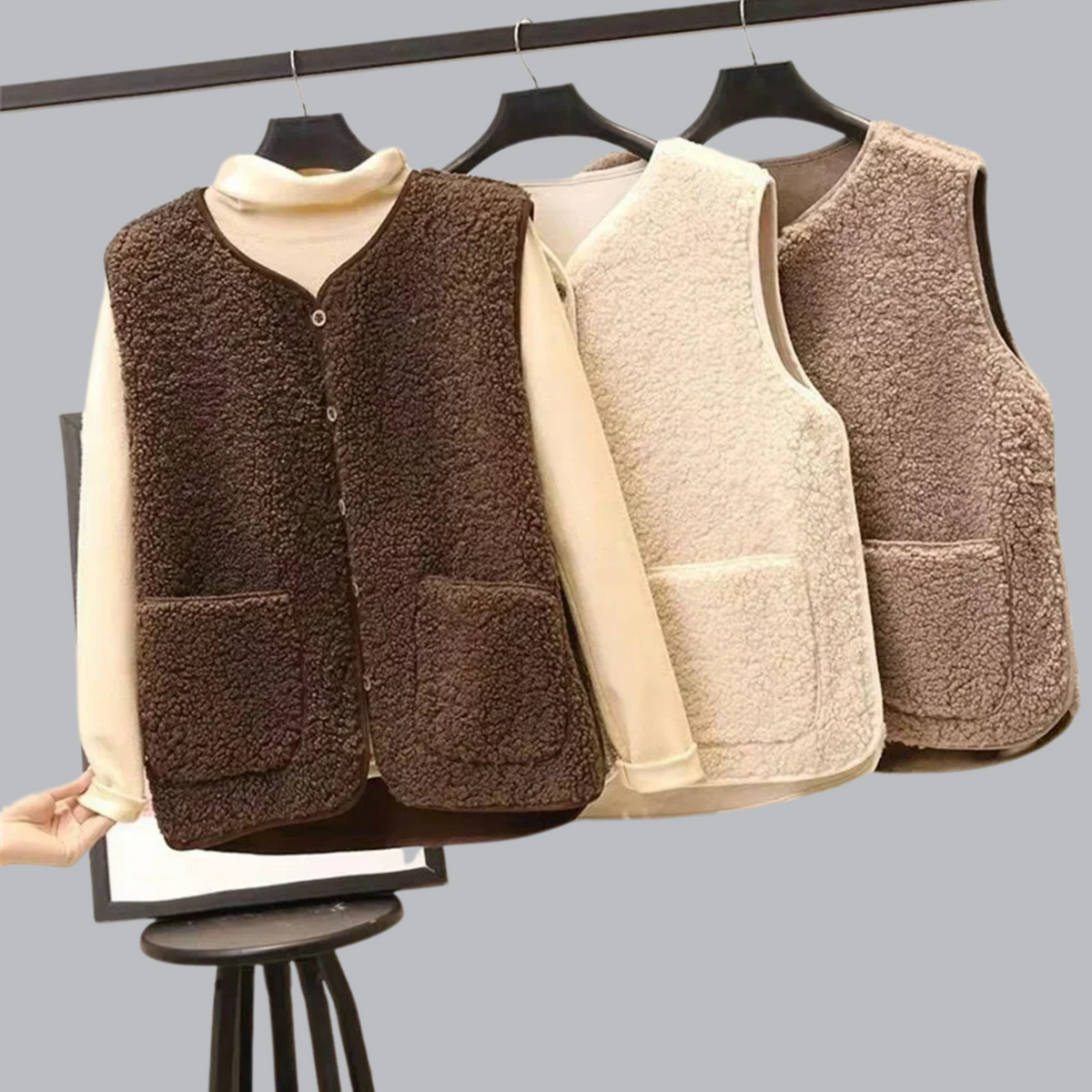 Serena | Women's Sleeveless Lapel Button Front Vest