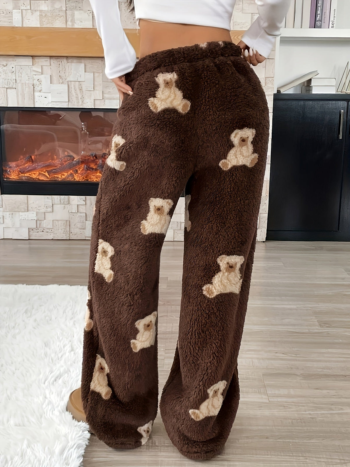 Jessamine | Women's Teddy Bear Wide Leg Drawstring Sweatpants