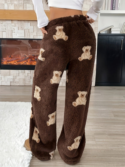 Jessamine | Women's Teddy Bear Wide Leg Drawstring Sweatpants