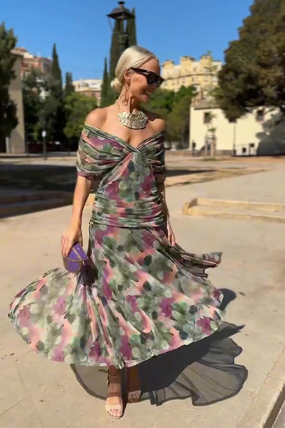 V-neck fantasy maxi dress for special occasions | Elowen