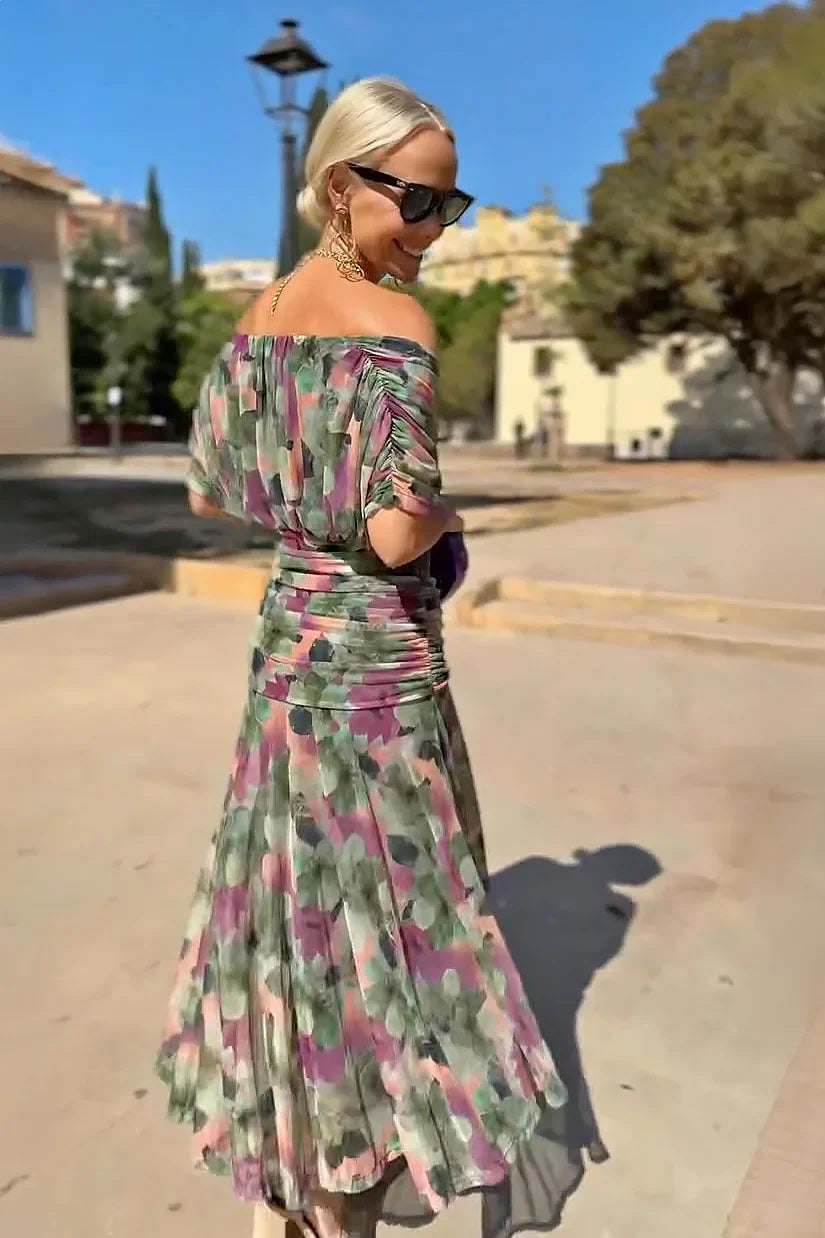 V-neck fantasy maxi dress for special occasions | Elowen
