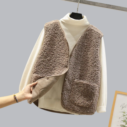 Serena | Women's Sleeveless Lapel Button Front Vest