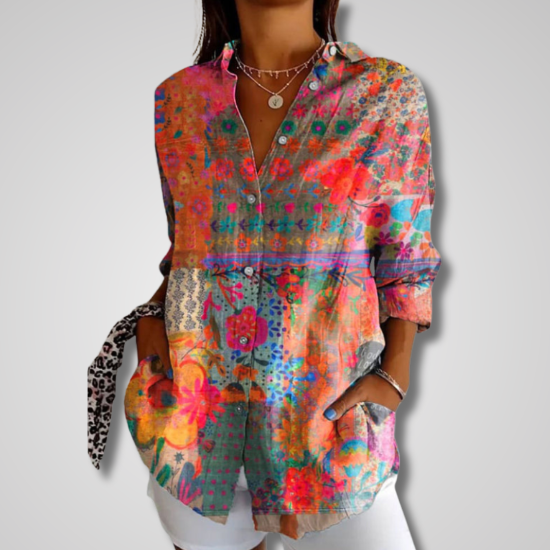 Ruby | Women's Relaxed Printed Button Front Shirt