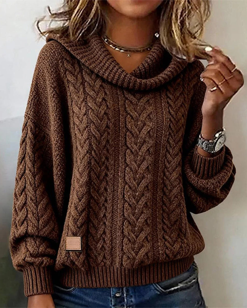 Whitley | Women's Cable Knit Draped Collar Sweater