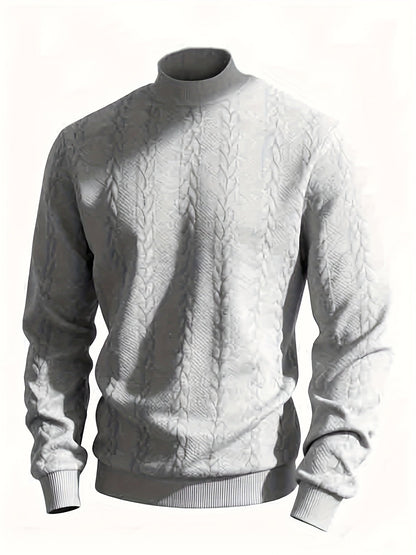 Marvane | Men's Textured High Neck Sweatshirt with Ribbed Cuffs