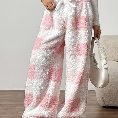 Aira | Women's Plaid Wide Leg Drawstring Sweatpants
