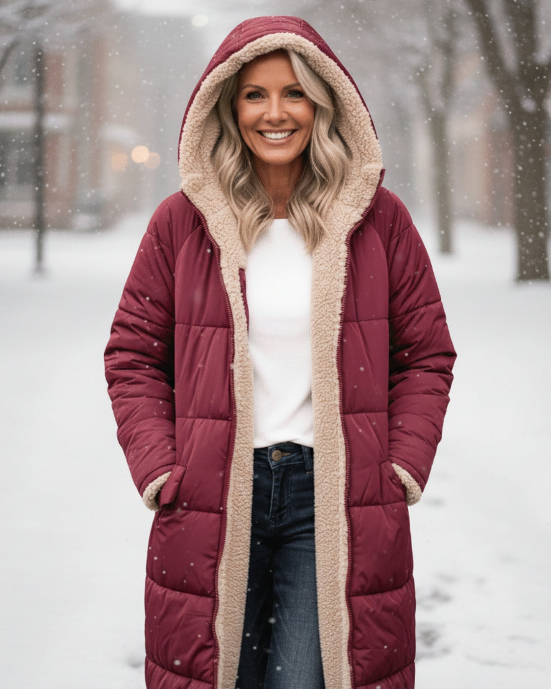 Warm sherpa-lined winter coat for women | Eleanor