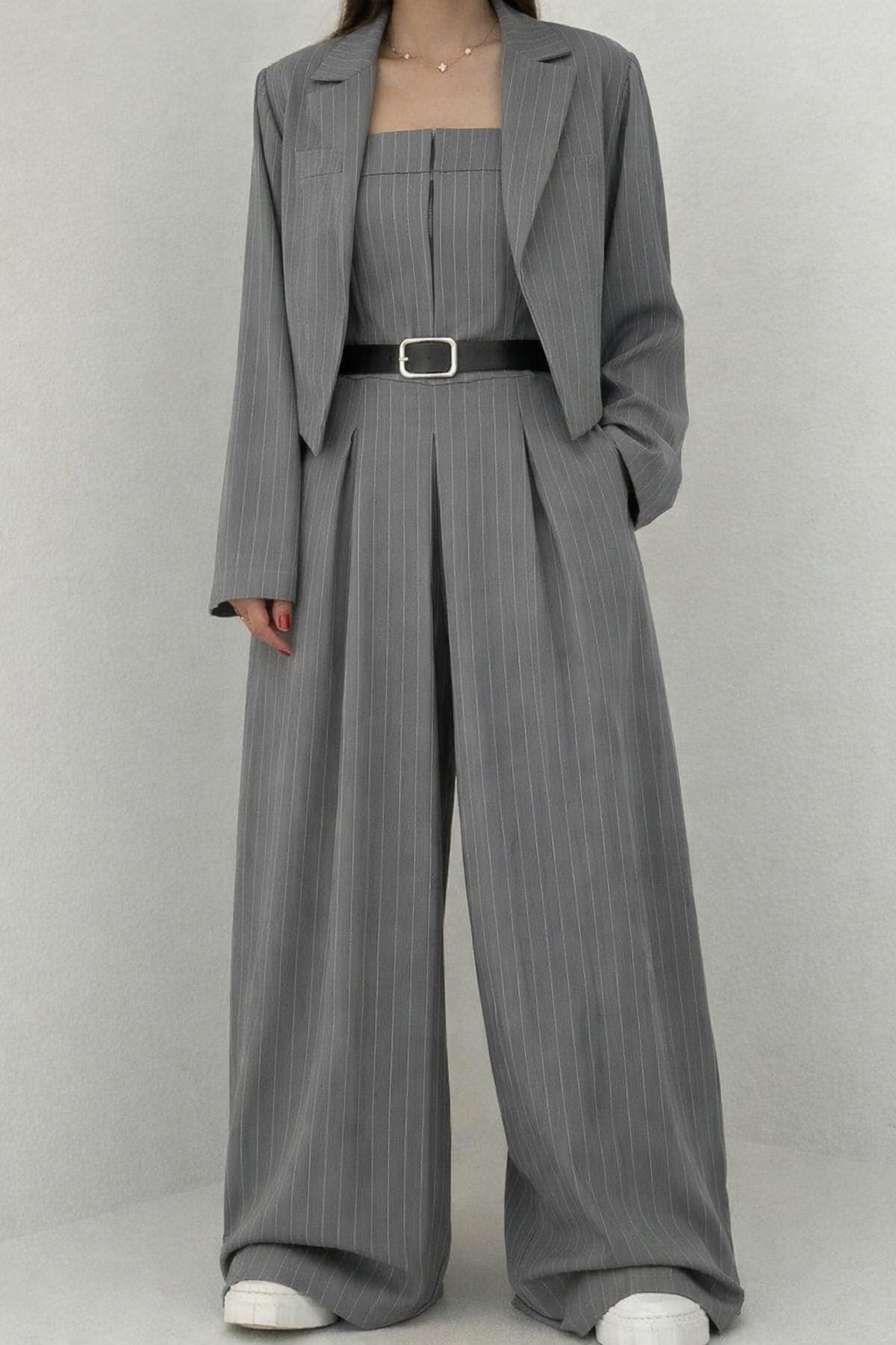 Chic Bustier Jumpsuit & Jacket Set for Women | Selene