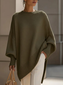 Oversized Wool-Blend Sweater with Rounded Neck for Women | Selina