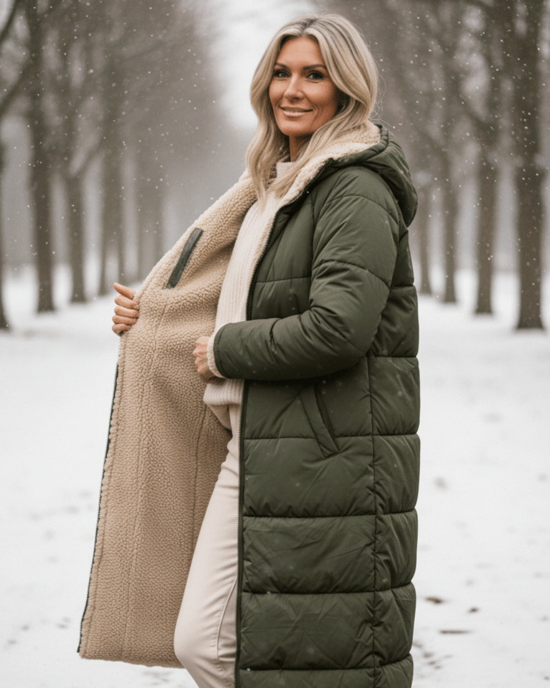 Warm sherpa-lined winter coat for women | Eleanor