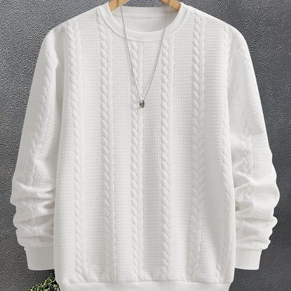 Thervan | Men's Textured Crew Neck Sweatshirt with Ribbed Cuffs