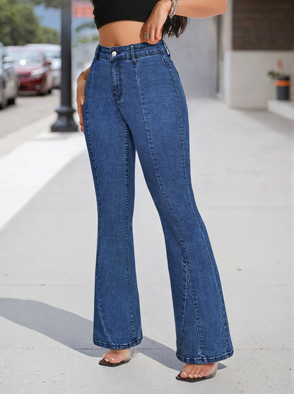 Coralie | Women's High Waist Button Front Flare Jeans