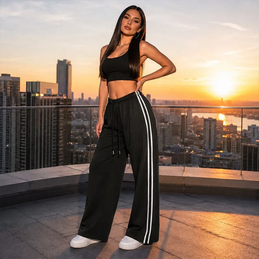 Adorielle | Women's Sporty Stripe Wide Leg Pants