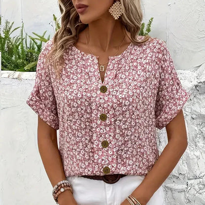Elegant floral relaxed fit long sleeve blouse for women | Virellea