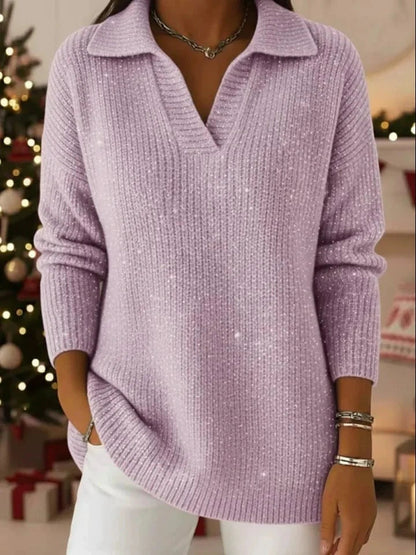 Classic polo-neck everyday knit sweater for women | Léonie