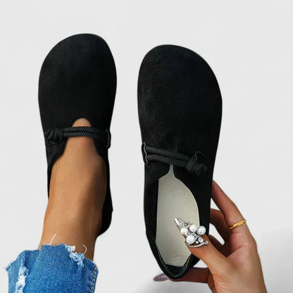 Suede rope tie flat loafers for women | Marisela