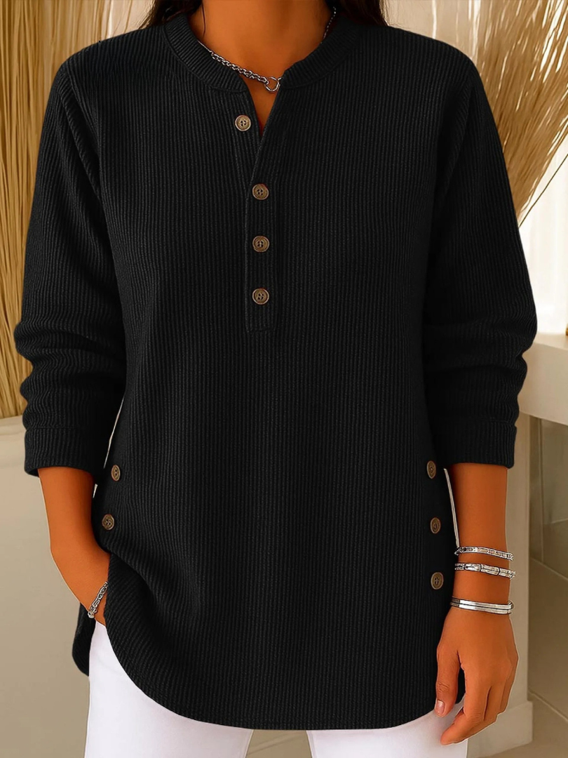Relaxed button henley everyday tunic for women | Eden