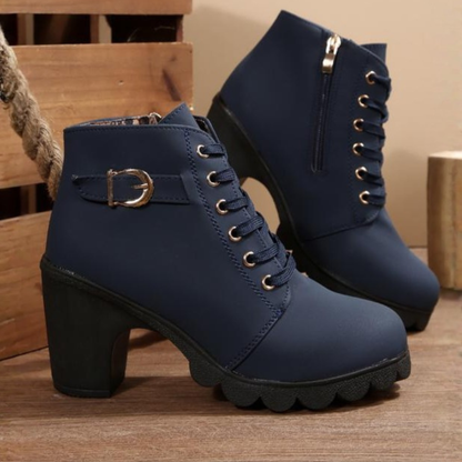 Chic lace-up chunky ankle boots for women | Katni
