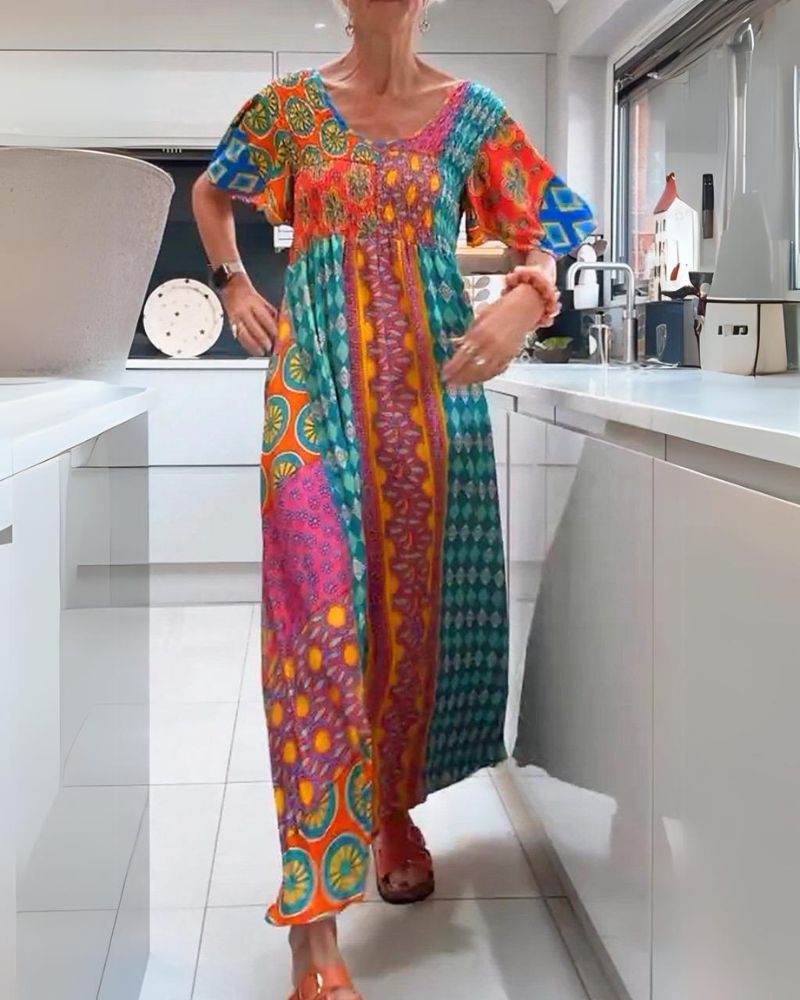 Colourful relaxed bohemian everyday dress for women | Corinne