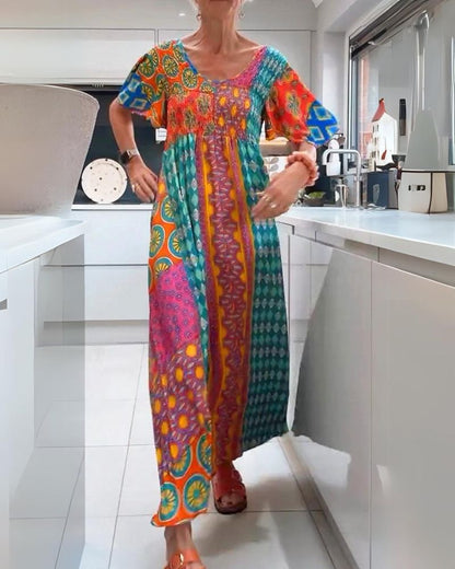 Colourful relaxed bohemian everyday dress for women | Corinne