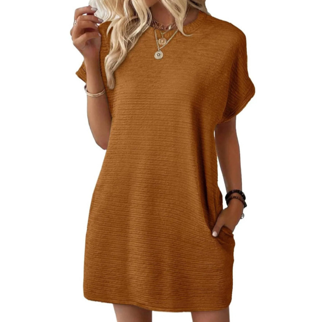 Casual minimalist round-neck summer dress for women | Evasha