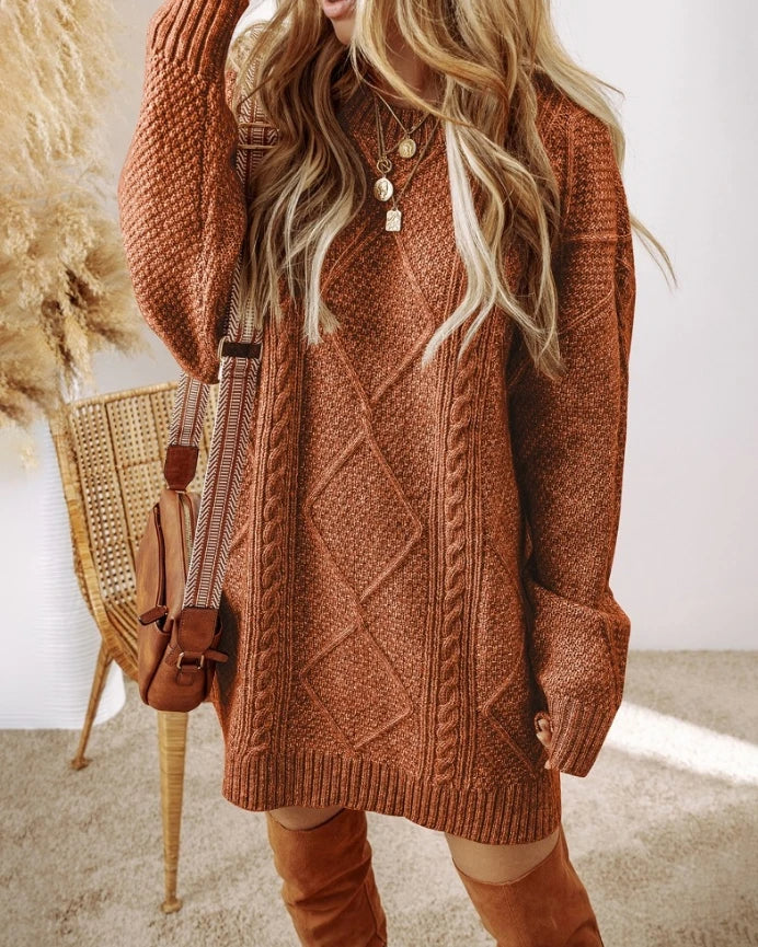 Juno Cable Knit Sweater Dress | Elara